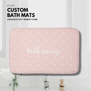 Personalised Blush Pink Bath Mat Small Polka Dots