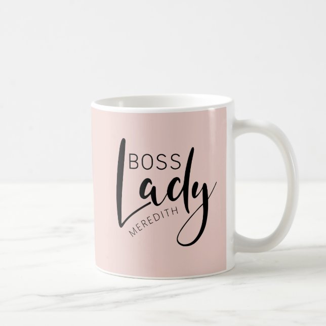 Personalised Blush Pink Boss Lady Logo Coffee Mug (Right)
