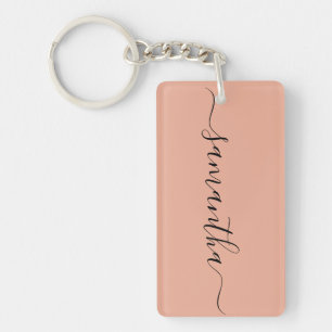 Personalised Blush Pink Calligraphy Name Key Ring