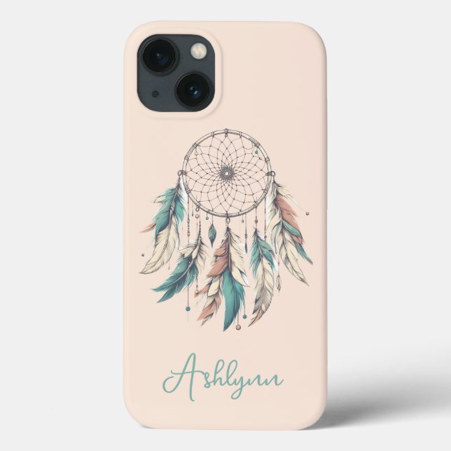 Personalised Blush Pink Dream Catcher Boho Chic ip Case-Mate iPhone Case (Back)