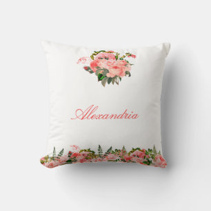 Personalised Blush Pink Floral Bouquet Cushion