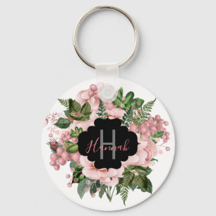 Personalised Blush Pink Floral Bouquet Key Ring