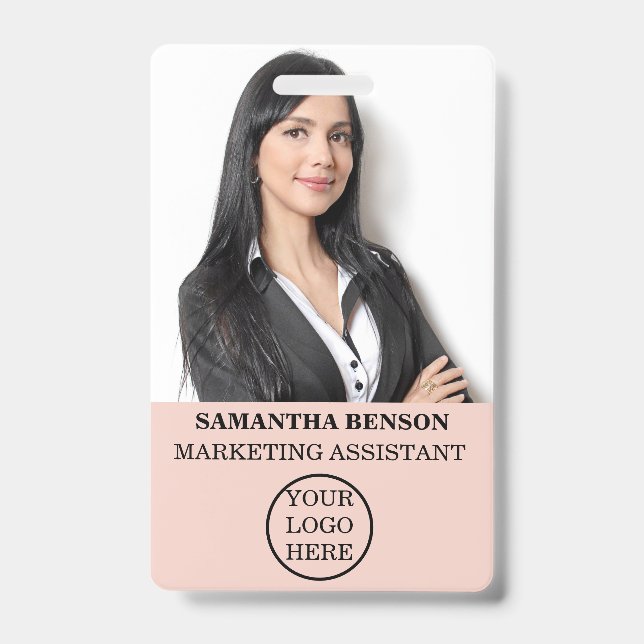 Personalised Blush Pink Girly Modern Staff  ID Badge (Front)