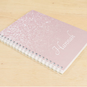 Personalised Blush Pink Glitter Ombre Notebook