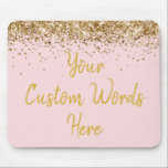Personalised Blush Pink & Gold Boss Birthday Gift Mouse Pad<br><div class="desc">personalised birthday gift gaming gamer, custom anniversary present for her, elegant glitter new job coworker, grad graduation sparkle chic sparkly, twinkle sweet 16 quinceanera 15th, blush pink and gold mousepad mouse pad, boss secretary assistant nurse teacher, Christmas wife mum girlfriend mum, work desk accessories supplies rectangle, computer home office decor...</div>