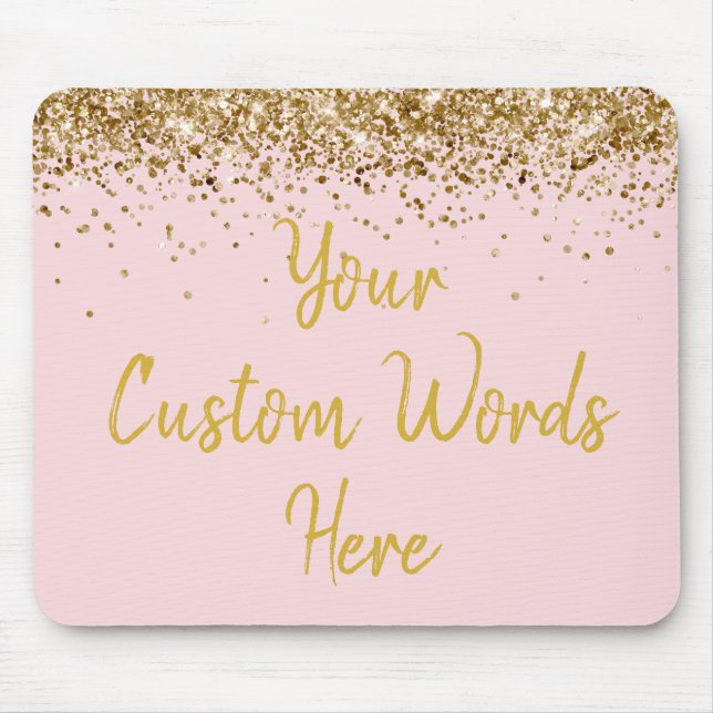 Personalised Blush Pink & Gold Boss Birthday Gift Mouse Pad (Front)