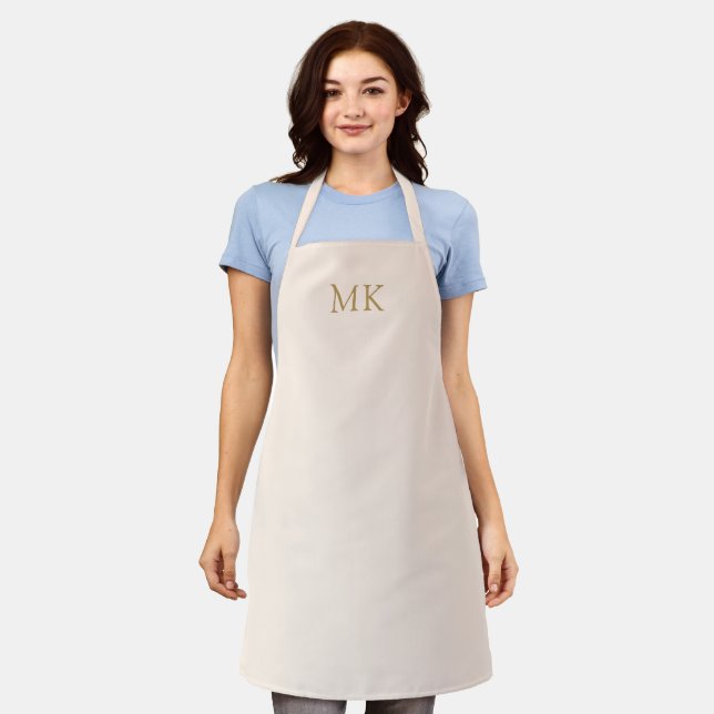 Personalised Blush Pink Gold Monogram Initials Apron (Worn)