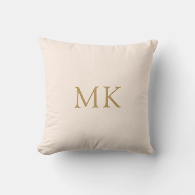 Personalised Blush Pink Gold Monogram Initials  Cushion (Front)