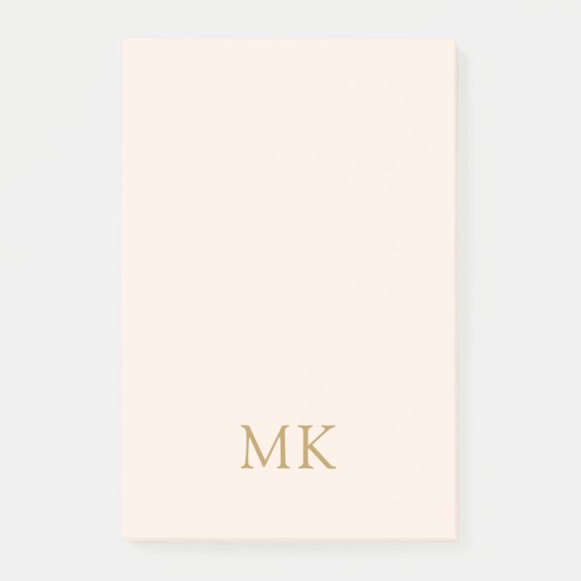Personalised Blush Pink Gold Monogram Initials Post-it Notes (Front)