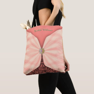 Personalised Blush Pink Jewel Textile Illusion Tote Bag