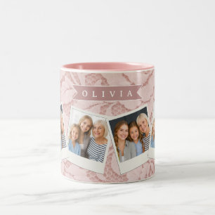 Personalised Blush Pink Lace Floral Romantic Two-Tone Coffee Mug