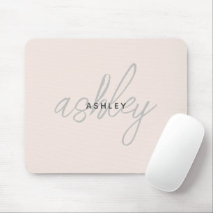 Personalised Blush Pink Monogram Mouse Pad
