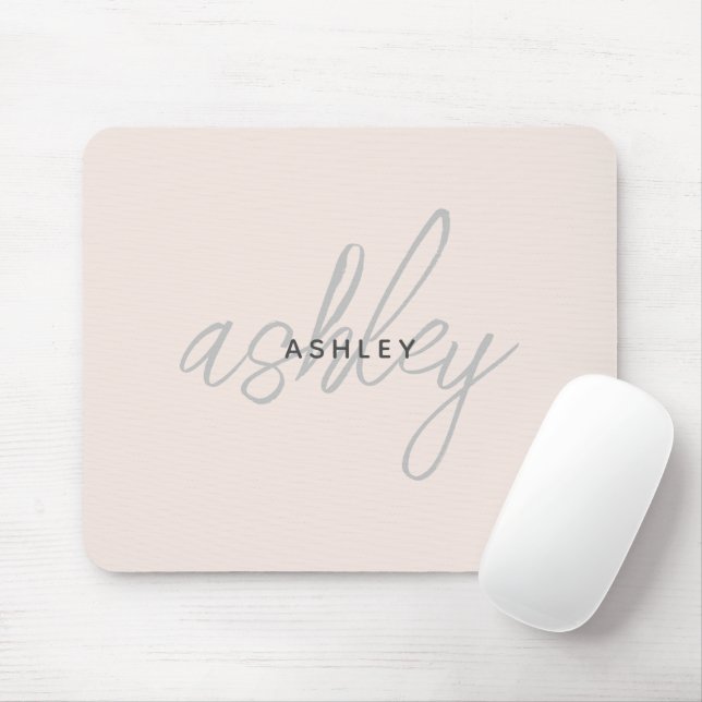 Personalised Blush Pink Monogram Mouse Pad (With Mouse)