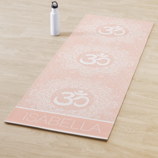 Personalised Blush Pink Om Mandala Yoga Mat (In Situ)