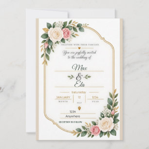 Personalised Blush Pink Rose Gold Arch Wedding  Card