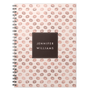 Personalised Blush Pink Rose Gold Lipstick Kiss Notebook