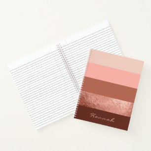 Personalised Blush Rose Gold Wide Chic Stripes Notebook