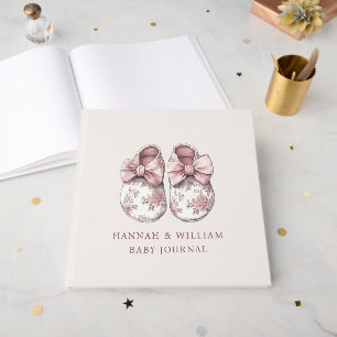 Personalised Blush Toile Baby Journal Guest Book