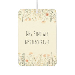 Personalised Blush Wildflower Best Teacher Ever Car Air Freshener
