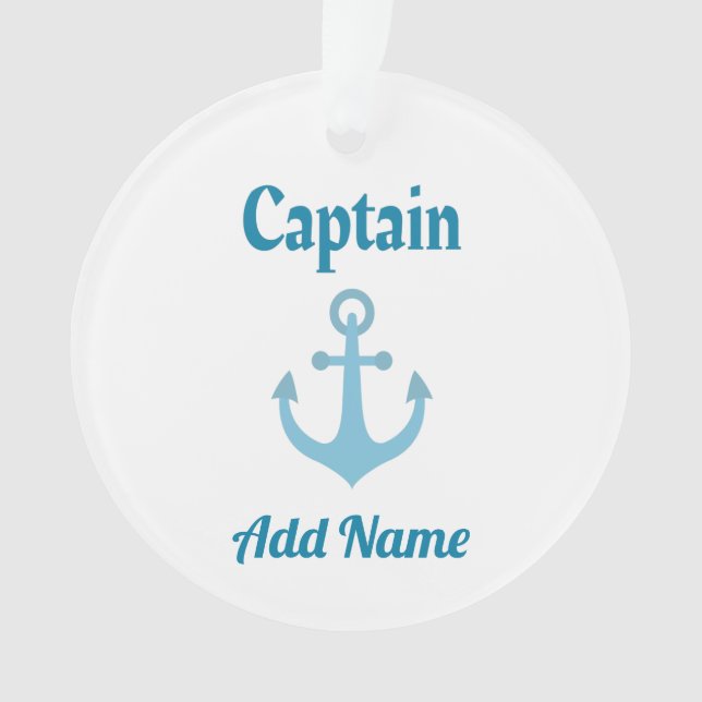 Personalised Boat Captain Anchor Ornament (Front)