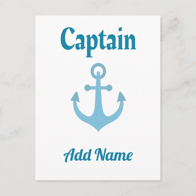 Personalised Boat Captain Anchor Postcard (Front)