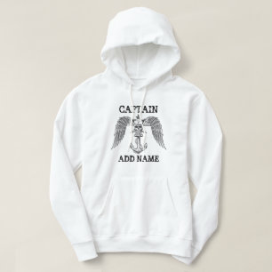 Personalised boat captain name anchor hoodie