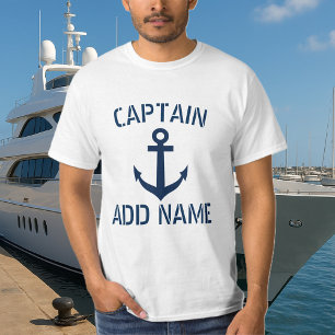 Personalised boat captain name anchor t shirts