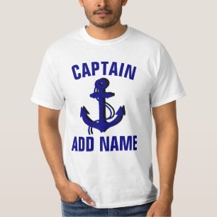 Personalised boat captain name anchor Tee