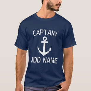 Personalised boat captain name navy anchor shirts
