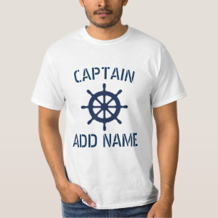 Personalised boat captain name ship wheel t shirts