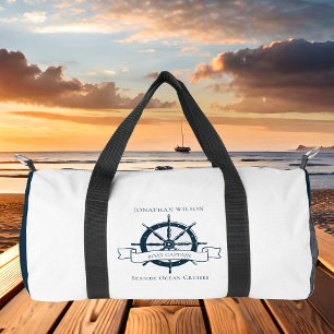 Personalised Boat Captain Vintage Nautical Wheel Duffle Bag