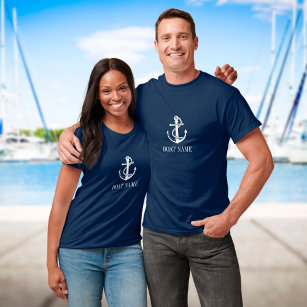 Personalised Boat Name Nautical Anchor And Rope T-Shirt
