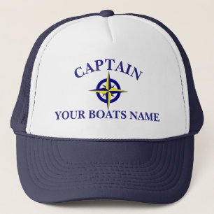 Personalised boat name ships compass captains trucker hat