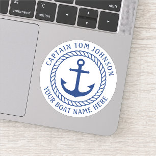 Personalised boat name with anchor captain