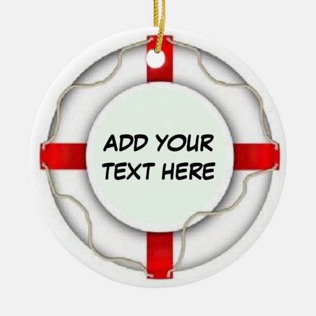 Personalised Boating Life Preserver Ceramic Ornament (Front)