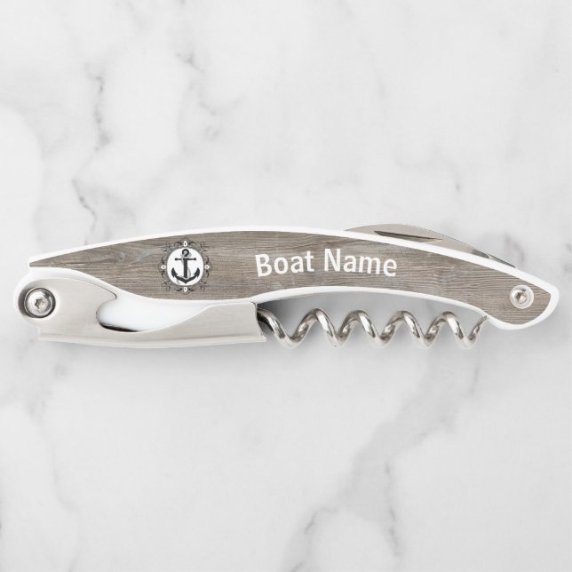 Personalised Boat's Corkscrew Bottle Opener (Front)
