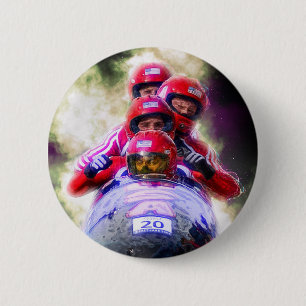 Personalised Bobsleigh Sport Photo 6 Cm Round Badge