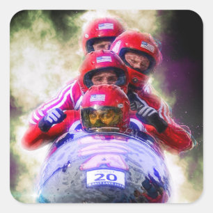 Personalised Bobsleigh Sport Photo Square Sticker