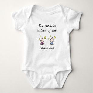 personalised bodysuit for twin babies