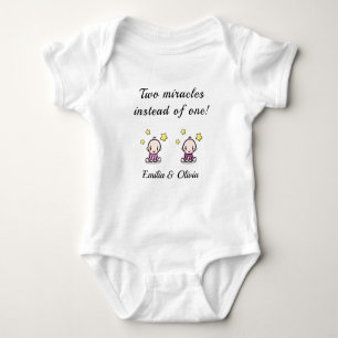 personalised bodysuit for twin baby girls,