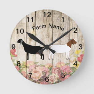 Personalised Boer and Nubian Goat Farm Round Clock