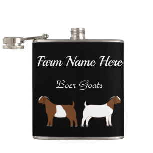 Personalised Boer Goat Farm Black Hip Flask