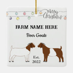 Personalised Boer Goat Farm White Christmas #2 Ceramic Ornament