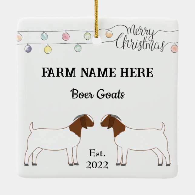 Personalised Boer Goat Farm White Christmas Ceramic Ornament (Back)