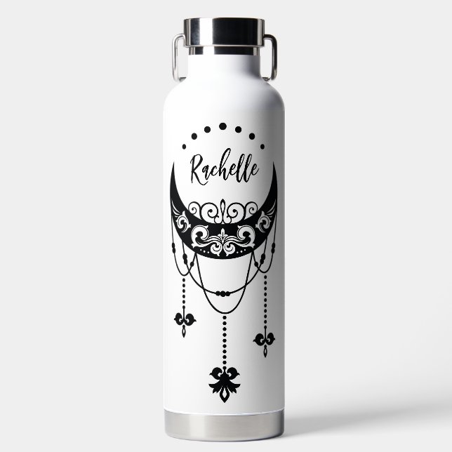 Personalised Bohemian Cresent Moon  Water Bottle (Front)