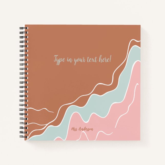 personalised Bohemian Modern custom gift Notebook (Front)