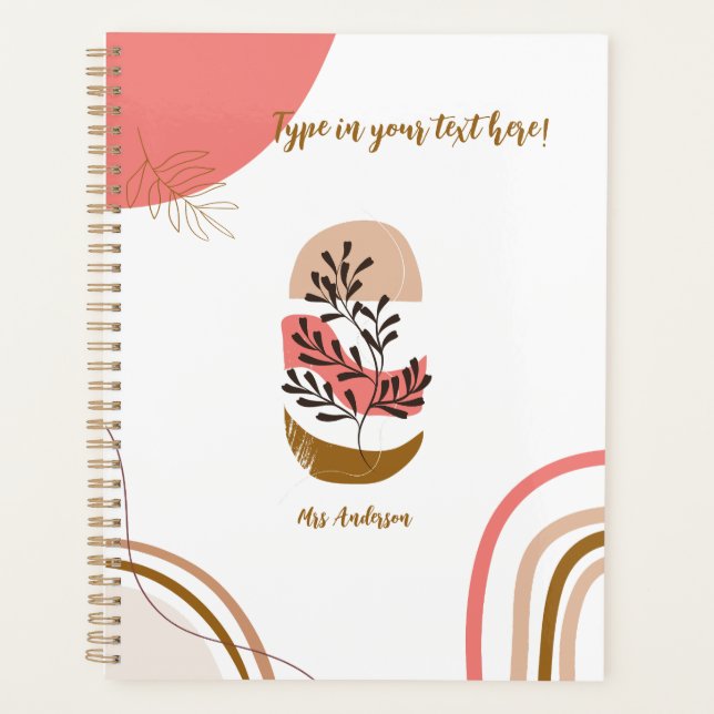 personalised Bohemian Teacher Modern custom  Planner (Front)