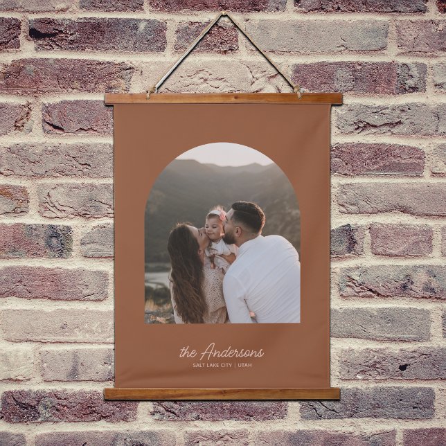 Personalised Boho Arch Family Name and Photo Hanging Tapestry (Creator Uploaded)