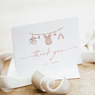 Personalised Boho Baby Clothesline Baby Shower Thank You Card