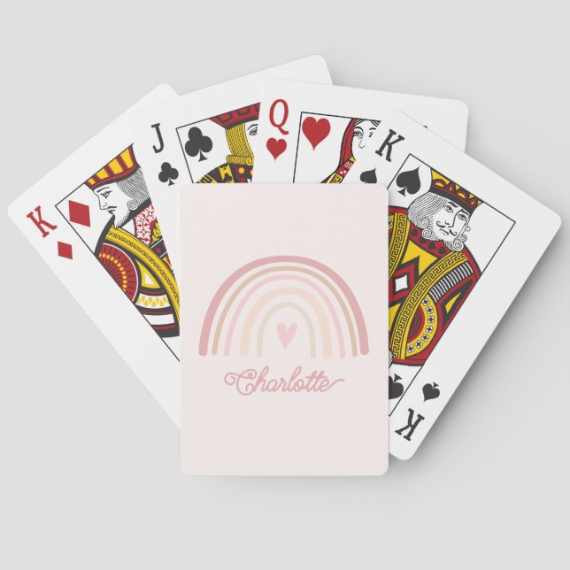 Personalised Boho Beige Blush Rainbow Playing Cards (Back)